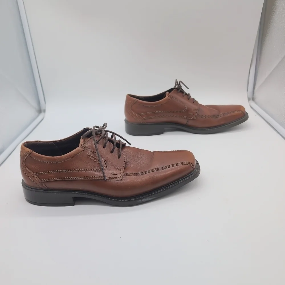 Ecco Sz 9 Classic Oxford Light Brown Leather Men's Shoes Minimum Wear
